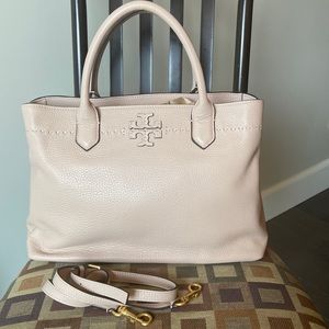 Tory Burch Mcgraw Triple Compartment Leather Satchel Tote Bag
